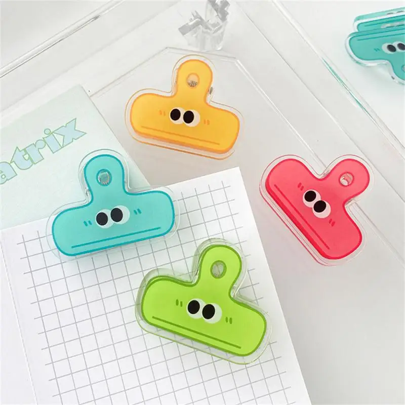 

2023 Cartoon Cute Funny Expression Eye Clip Long Tail Clip PP Clip Acrylic File Dovetail Book Data Clip Double-sided Clip