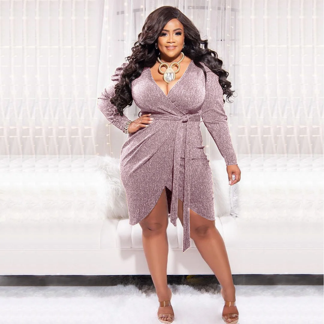 Plus Size Women's Dress 2023 Spring New Long Sleeve Deep V-bag Hip Sexy Large Women Clothing Bright Sexy Slim Midi Party Dress
Plus Size Women's Dress 2023 Spring New Long Sleeve Deep V-bag Hip Sexy Large Women Clothing Bright Sexy Slim Midi Party Dress