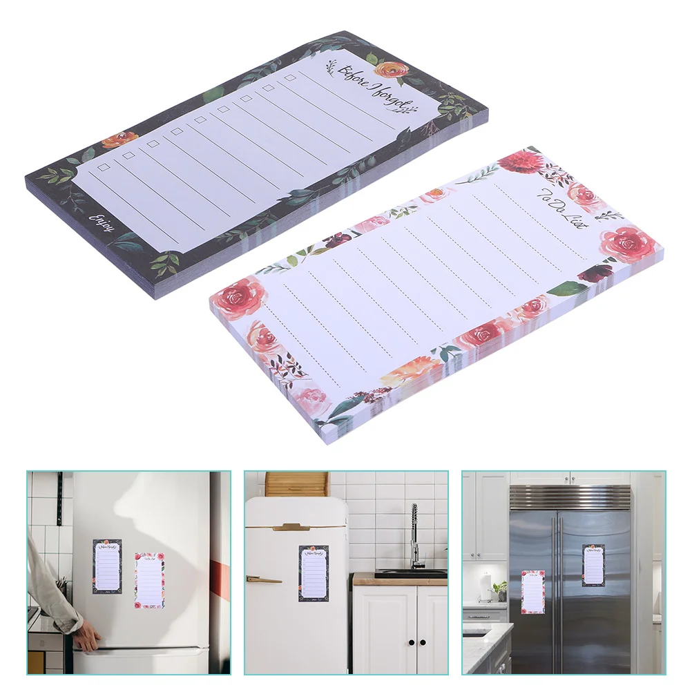 

2 Pcs Magnetic Notepad Sticky Notes Pads Refrigerator Notepads Fridge Lists Memo Shopping Dotty