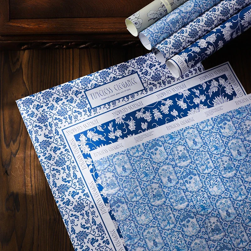 10 PCS New Chinese Pattern Wrapping Paper Blue and White Porcelain Flower Art Kraft Paper Vintage Flower Shop Packaging Material
10 PCS New Chinese Pattern Wrapping Paper Blue and White Porcelain Flower Art Kraft Paper Vintage Flower Shop Packaging Material