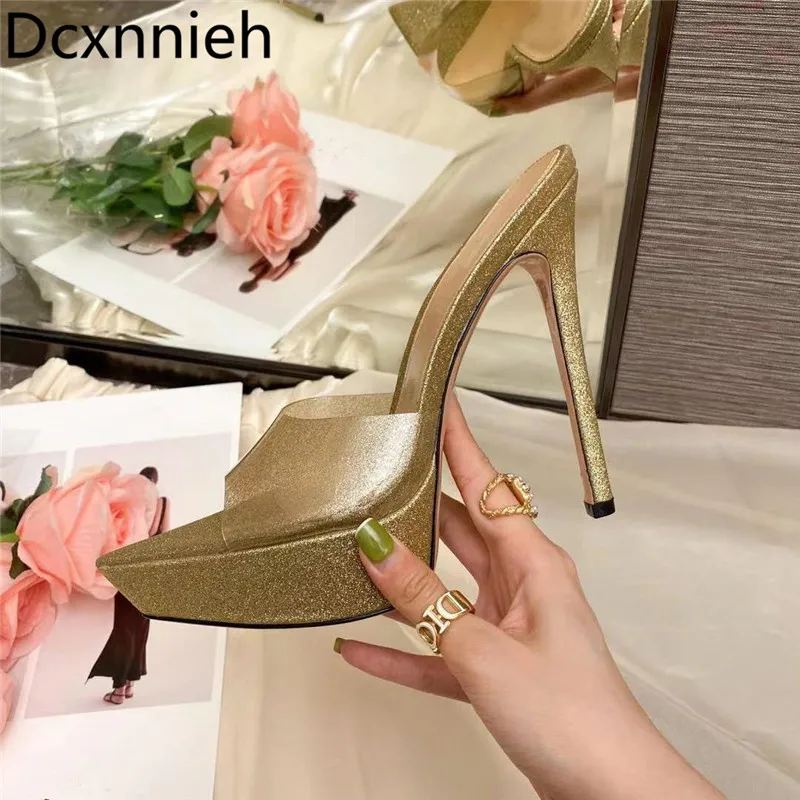 Summer New Pointed Toe High Heel Platform Slippers Woman Multicolor PVC Fashion Stilettos Slippers Dress Party Shoes Women 2022
Summer New Pointed Toe High Heel Platform Slippers Woman Multicolor PVC Fashion Stilettos Slippers Dress Party Shoes Women 2022