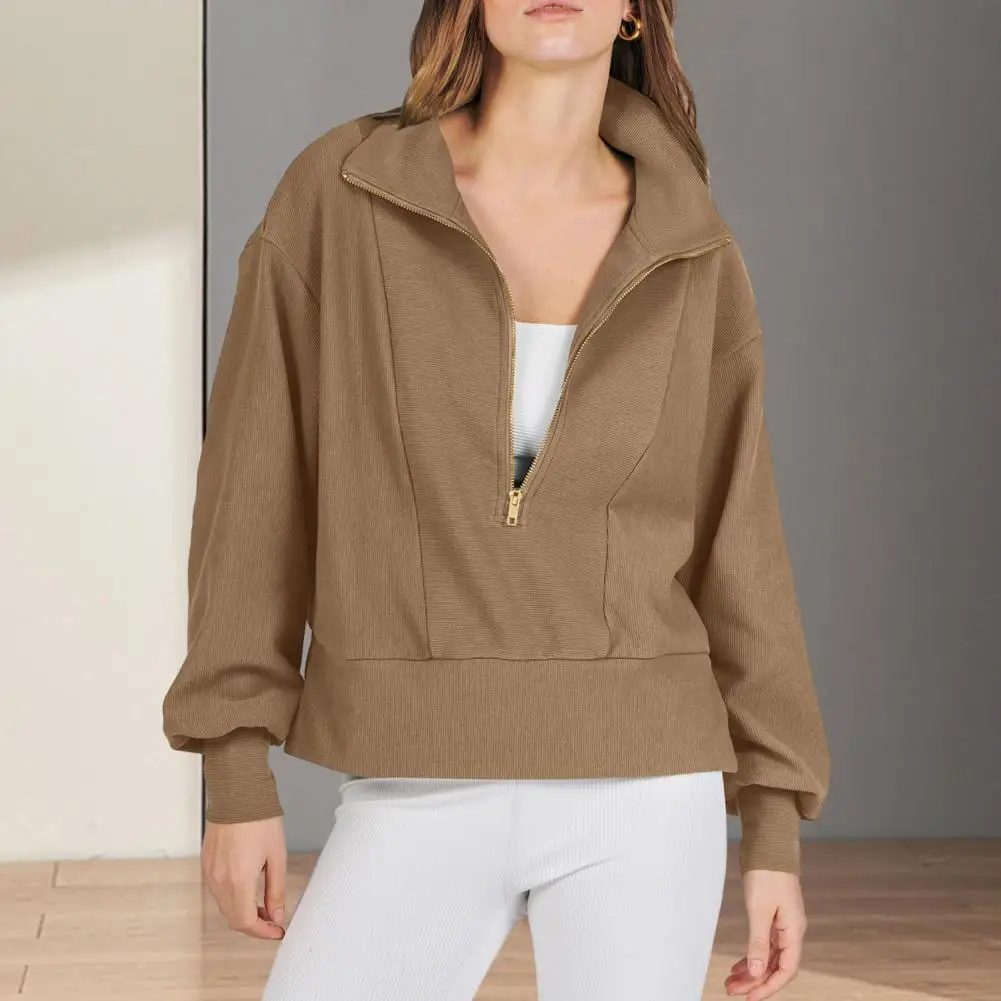 

Женская толстовка-стрейч, стильный женский пуловер на молнии, модная осенне-зимняя толстовка с большими лацканами, повседневная модель 2023 года