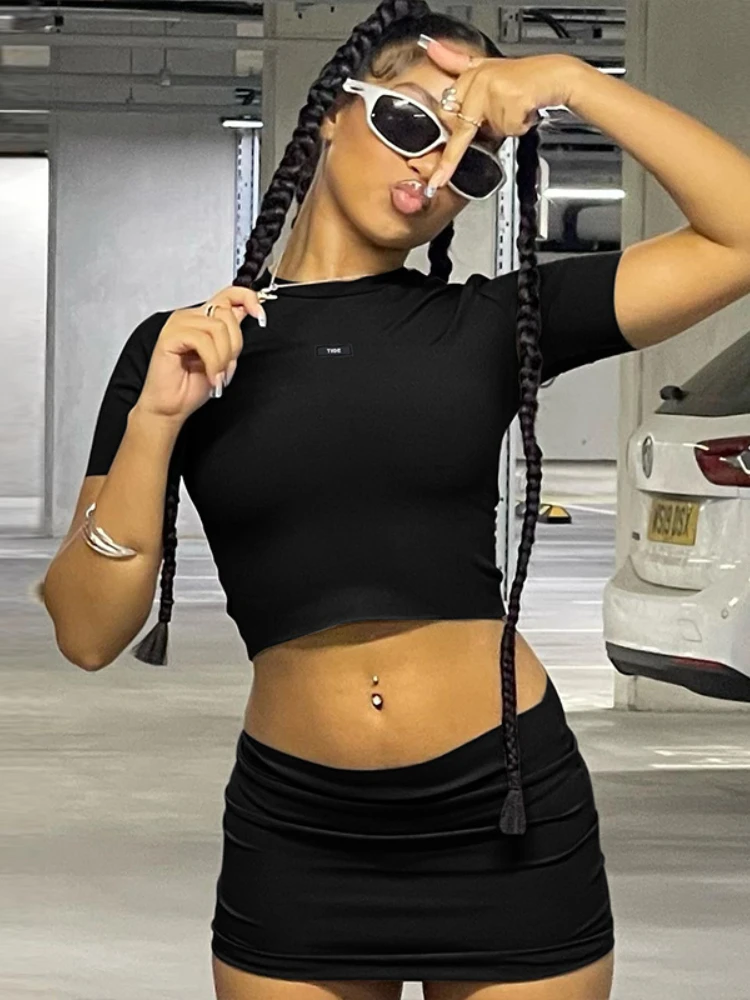 Summer Two Piece Set Women Outfits O Neck Short Sleeve Crop Top and Mini Skirt Suit Ladies Sexy Slim Shorts Set Clothes 2023
Summer Two Piece Set Women Outfits O Neck Short Sleeve Crop Top and Mini Skirt Suit Ladies Sexy Slim Shorts Set Clothes 2023