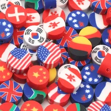 20/50/100pcs 9mm Various National Flags Polymer Clay Beads Flat Round Clay Spacer Beads For Jewelry Making Diy Earrings Bracelet