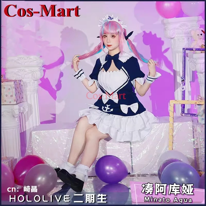 Cos-Mart аниме VTuber Hololive Minato Aqua косплей костюм милое платье горничной полный комплект