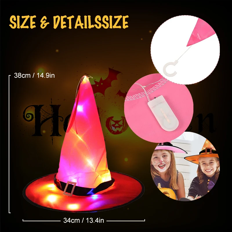 Halloween LED Light Up Witch Hat Decoration Glowing Kid Adult Party Costume Cap Prop Supplies Halloween Outdoor Hanging Ornament
Halloween LED Light Up Witch Hat Decoration Glowing Kid Adult Party Costume Cap Prop Supplies Halloween Outdoor Hanging Ornament