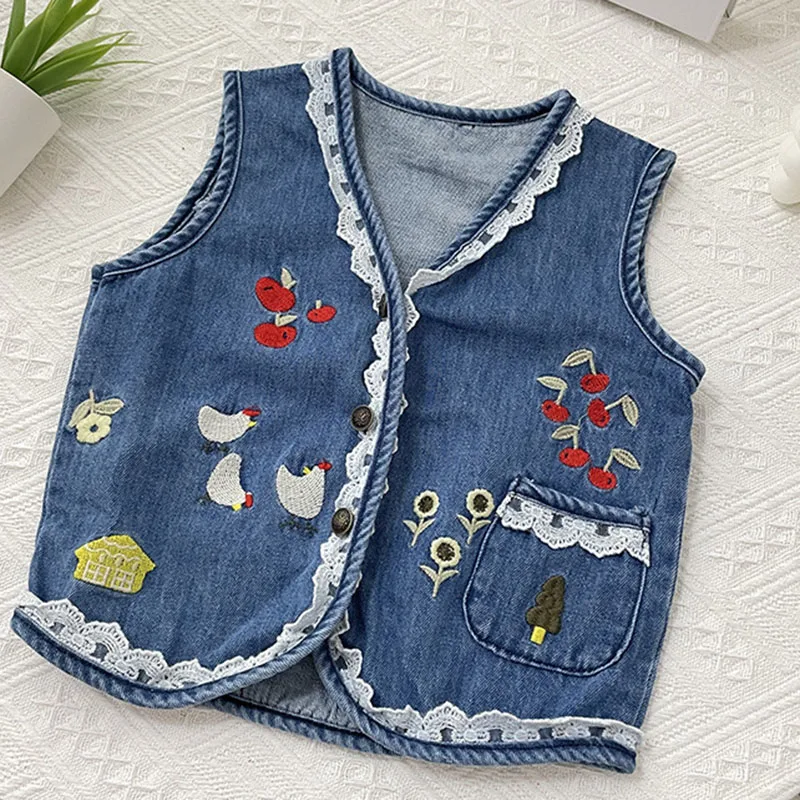 Newborn Baby Girls Sleeveless Cotton Lace Denim Cardigan Coat Embroidered Vest Autumn Spring Infant Baby Girls Vest
Newborn Baby Girls Sleeveless Cotton Lace Denim Cardigan Coat Embroidered Vest Autumn Spring Infant Baby Girls Vest
