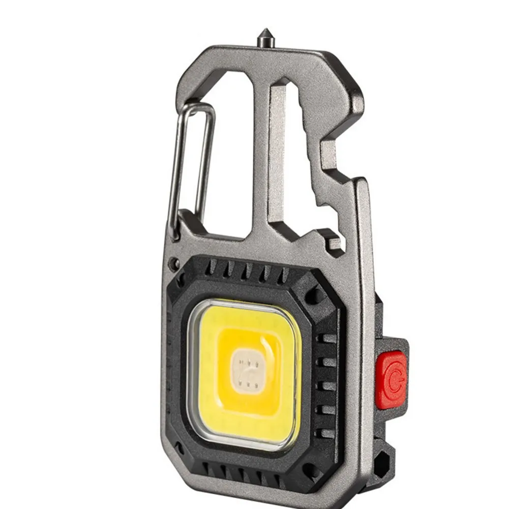 

Rechargeable Keychain Flashlights Screwdriver Safety Hammer Gadgets Bottle Opener Emergency Light Red Light