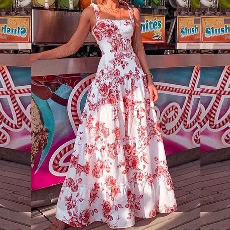Women's Dress Summer Sexy High Waist Print Backless Dress Women's Fashion Spaghetti Strap Square Collar Pleated Lace-up Dress
Women's Dress Summer Sexy High Waist Print Backless Dress Women's Fashion Spaghetti Strap Square Collar Pleated Lace-up Dress