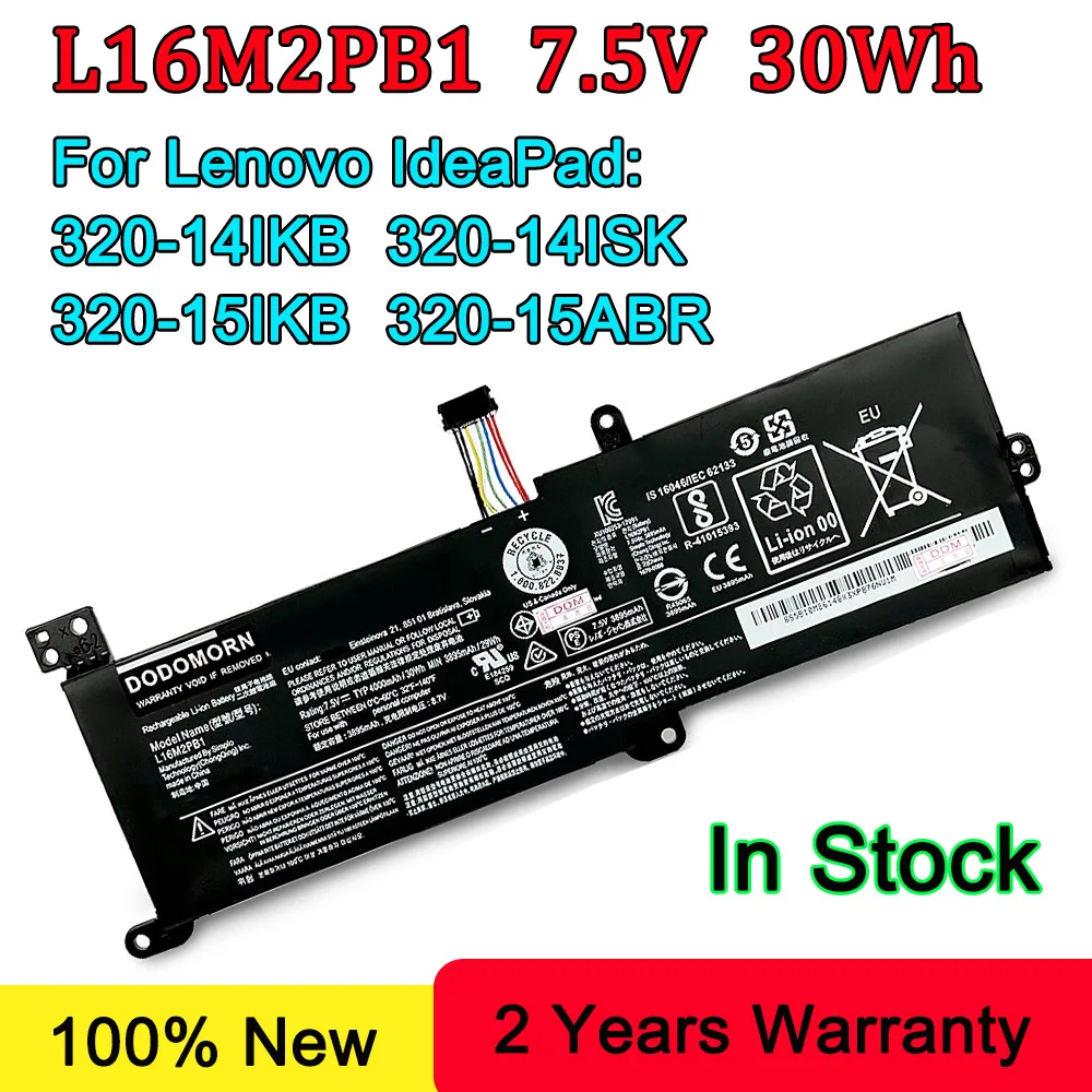Аккумулятор DODOMORN для ноутбука Lenovo IdeaPad 320-14IKB 14ISK,320-15IKB 15ABR,L16M2PB1 L16L2PB1 L16C2PB1 L16C2PB2 L16S2PB2 30Wh
Аккумулятор DODOMORN для ноутбука Lenovo IdeaPad 320-14IKB 14ISK,320-15IKB 15ABR,L16M2PB1 L16L2PB1 L16C2PB1 L16C2PB2 L16S2PB2 30Wh