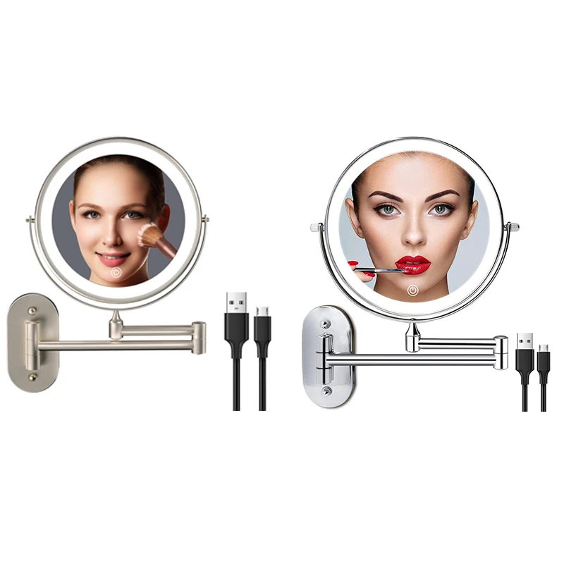 Rechargeable Wall Mounted Lighted Makeup Vanity Mirror 8 Inch Double Sided 1X 10X Magnifying Bathroom Mirror
Rechargeable Wall Mounted Lighted Makeup Vanity Mirror 8 Inch Double Sided 1X 10X Magnifying Bathroom Mirror