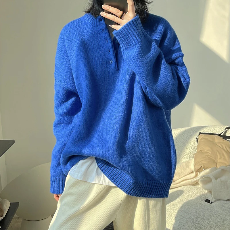 BJXN Autumn and winter women's casual solid color round neck long-sleeved loose sweater
BJXN Autumn and winter women's casual solid color round neck long-sleeved loose sweater