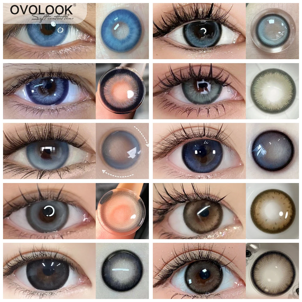

OVOLOOK-1 Pair Natural Colored Pupil Amazing Contact Lenses for Eyes 10 Colors Beauty Comestic Eye Contacts Myopia Yearly Use