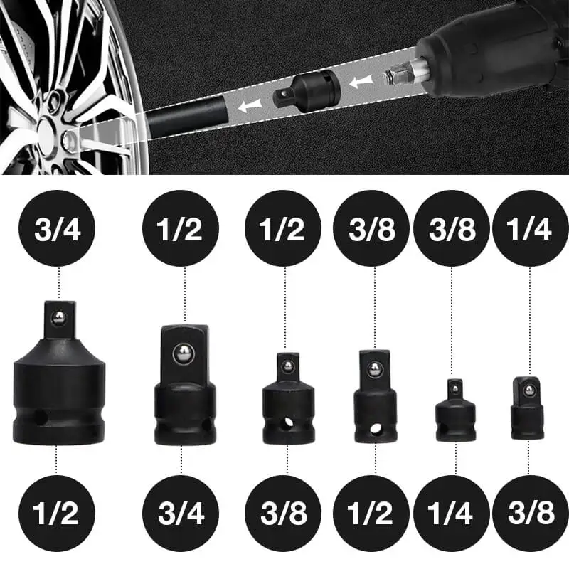 6pcs/set Impact Socket Convertor Adapter Air Impact Universal Pneumatic Adaptor Joints Ratchet Electric Impact Wrench
6pcs/set Impact Socket Convertor Adapter Air Impact Universal Pneumatic Adaptor Joints Ratchet Electric Impact Wrench