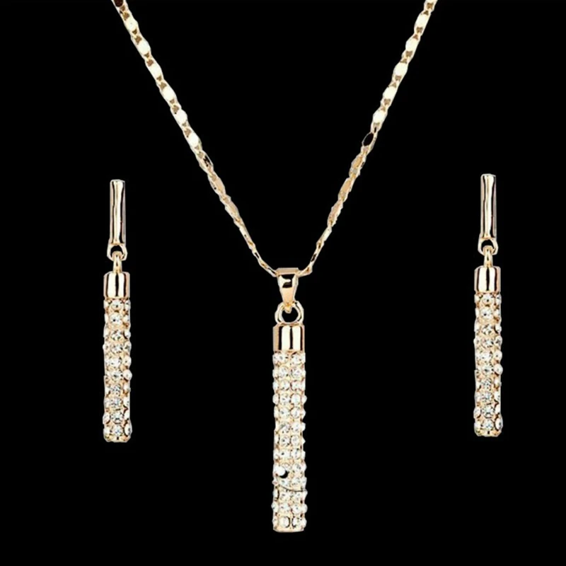 Fashion Creative Studded Cylindrical Rod Earrings Necklace Set Accessories Women New Temperament Zircon Couple Jewelry
Fashion Creative Studded Cylindrical Rod Earrings Necklace Set Accessories Women New Temperament Zircon Couple Jewelry