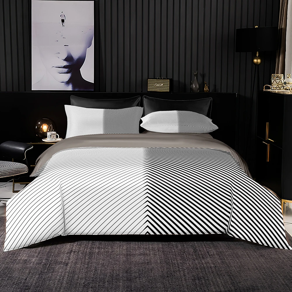 Simply Style Bedding Set Hot Sale 3D Print Duvet Cover Black White Line Pattern Set 220x240 with Pillowcase for Queen King Size
Simply Style Bedding Set Hot Sale 3D Print Duvet Cover Black White Line Pattern Set 220x240 with Pillowcase for Queen King Size