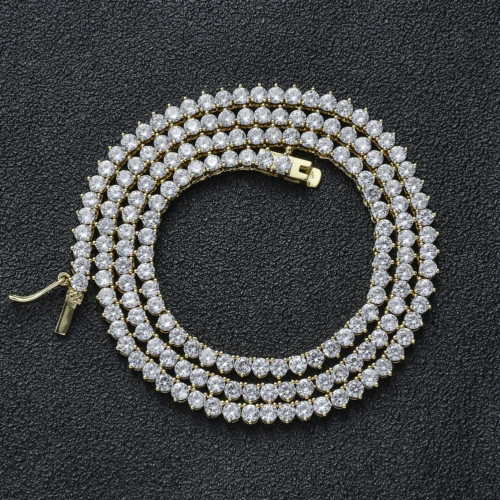 EYIKA Hiphop Gold Silver Color 2/3/4mm Round Zircon Tennis Necklace 3 Prong Iced Out CZ Custom Link Chain Men Women Fine Jewelry
EYIKA Hiphop Gold Silver Color 2/3/4mm Round Zircon Tennis Necklace 3 Prong Iced Out CZ Custom Link Chain Men Women Fine Jewelry