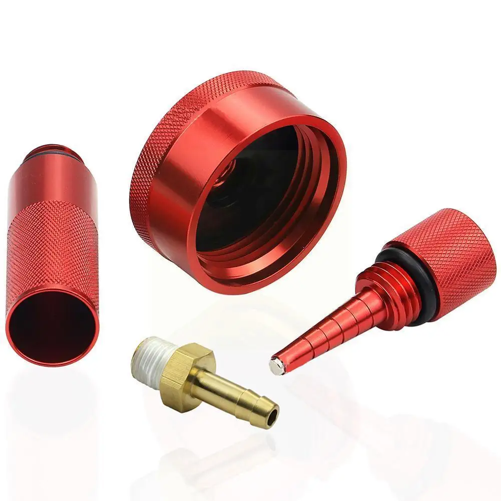 Красная удлиненная газовая крышка с латунным шлангом 
Красная удлиненная газовая крышка с латунным шлангом