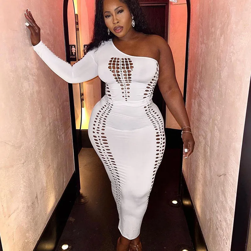 Elegant One Shoulder Hollow Out Bandage Bodycon Maxi Dress Women Long Sleeve Stretchy Night Club Party Long Dresses Vestidos
Elegant One Shoulder Hollow Out Bandage Bodycon Maxi Dress Women Long Sleeve Stretchy Night Club Party Long Dresses Vestidos