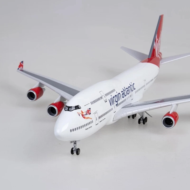 

Diecast B747 Aircraft British Airline Model 47CM Virgin Atlantic 747 Plane Model W Light and Wheel Landing Gear Resin Toys Gifts