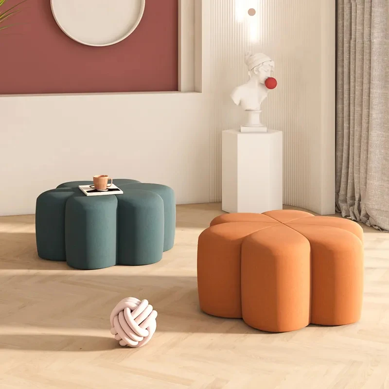 

Creative Mobile Sofa Stools Home Ottoman Living Room Round Petal Stools Nordic Adult Low Stool Entry Change Shoe Stool Furniture