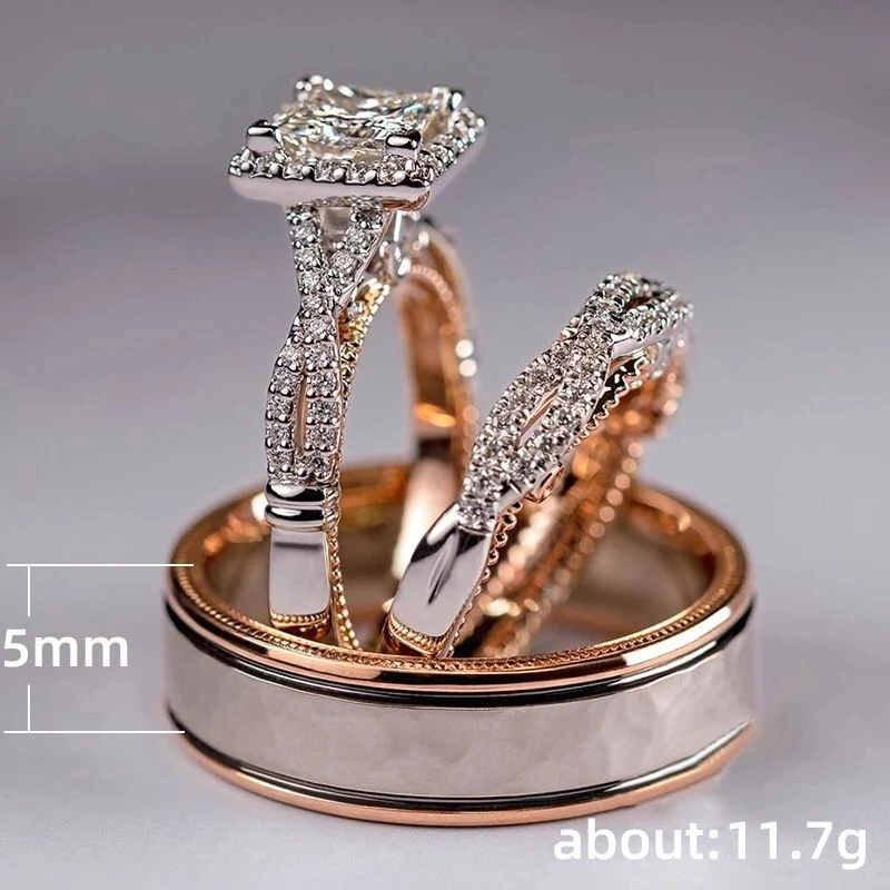 Inlaid Cubic Zirconia Three-piece Ring New Fashion Rose Gold Sparkling Square Zirconia Cross Niche Design Luxury Oil Drip Ring
Inlaid Cubic Zirconia Three-piece Ring New Fashion Rose Gold Sparkling Square Zirconia Cross Niche Design Luxury Oil Drip Ring