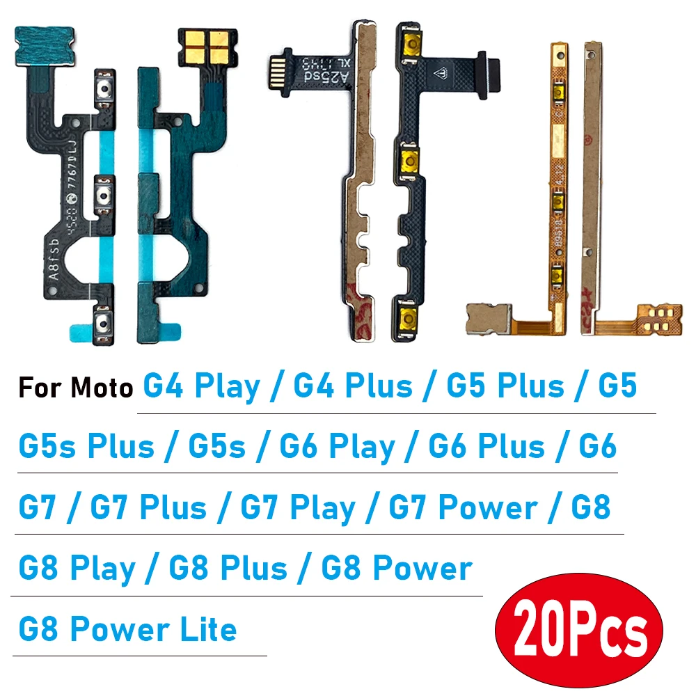 

20Pcs，Original Power On Off Volume Side Button Key Flex Cable Replacement Parts For Moto G8 Power Lite G7 G6 G5 G5S G4 Plus Play