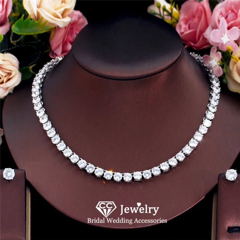 CC Crystal Jewelry Set for Women Wedding Accessories Bridal Dress Engagement Simple Design Necklace Earrings Sets 2 PCS T0060 
CC Crystal Jewelry Set for Women Wedding Accessories Bridal Dress Engagement Simple Design Necklace Earrings Sets 2 PCS T0060