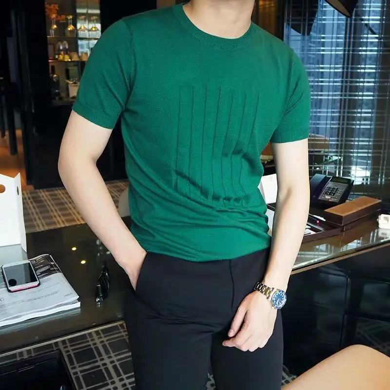 2022 Summer New Men Ice Silk Solid Color Knit T-shirt Male Slim Fit Fashion Round Collar Short Sleeve T-shirt Casual Tees A30
2022 Summer New Men Ice Silk Solid Color Knit T-shirt Male Slim Fit Fashion Round Collar Short Sleeve T-shirt Casual Tees A30