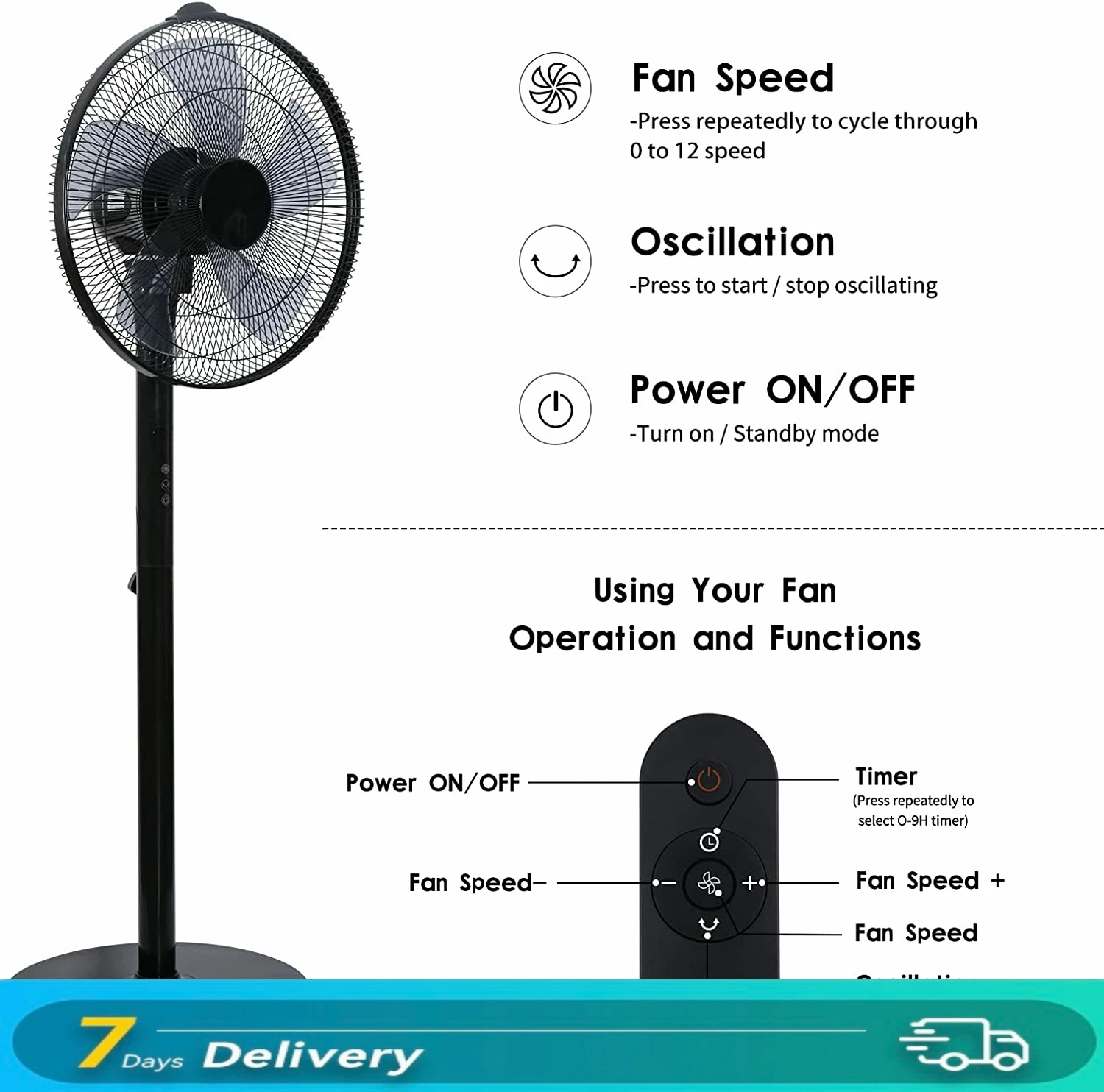 12 Levels Speed Pedestal Stand Fan electric fan with Remote Control for Indoor Home Office College Dorm 90 Degree blcak
12 Levels Speed Pedestal Stand Fan electric fan with Remote Control for Indoor Home Office College Dorm 90 Degree blcak