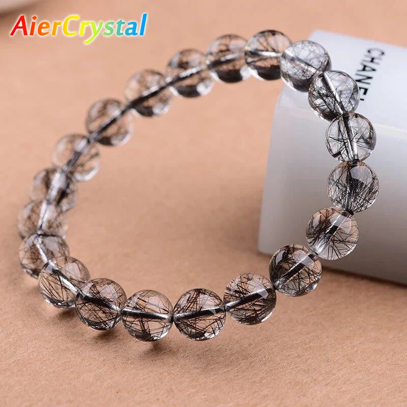 Natural Black Hair Rutilated Tourmaline Bead Bracelet 10mm Beads Crystal Bracelets Adornment Women Jewelry Bangles Decoration
Natural Black Hair Rutilated Tourmaline Bead Bracelet 10mm Beads Crystal Bracelets Adornment Women Jewelry Bangles Decoration