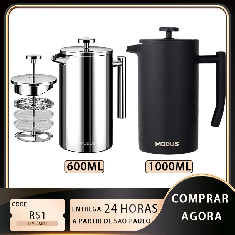Double-Wall Insulated Stainless Steel French Press Kettle Barista Tools In Stainless Steel 
Double-Wall Insulated Stainless Steel French Press Kettle Barista Tools In Stainless Steel