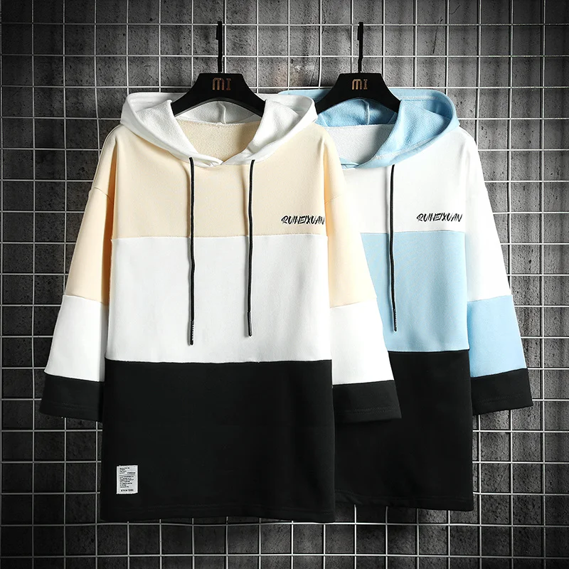 Half Spring Autumn Sleeve Lace Up Hooded Clothe Spliced Men Women Unisex T-shirt Casual Male Sweatshirts Oversize men clothing
Half Spring Autumn Sleeve Lace Up Hooded Clothe Spliced Men Women Unisex T-shirt Casual Male Sweatshirts Oversize men clothing
