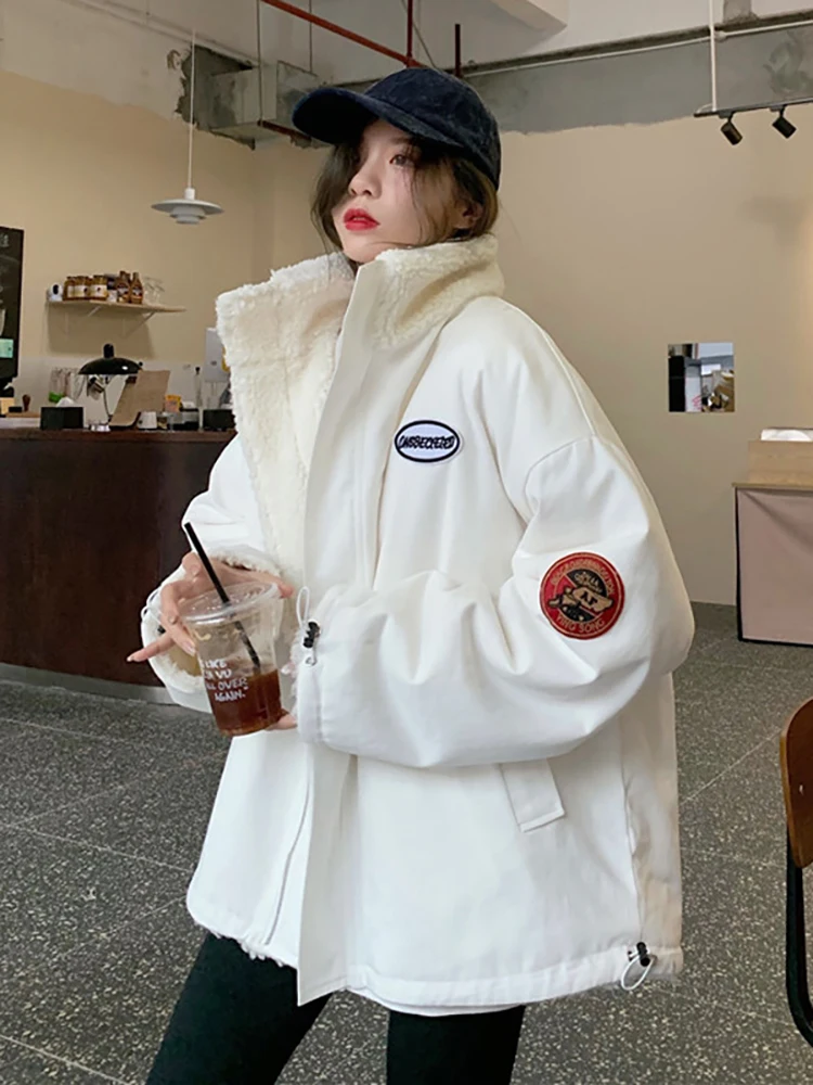 

Both sides wear winter lamb velvet jacket women 2022 new retro Hong Kong style tide ins small short cotton jacket tide coat wom