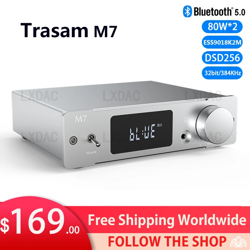Trasam M7 HIFI Amplifier USB DAC Bluetooth5.0 MA120070 80W*2 Power ESS9018K2M 32bit/384KHz DSD256 Fiber/Coaxial Support PC/MP3
Trasam M7 HIFI Amplifier USB DAC Bluetooth5.0 MA120070 80W*2 Power ESS9018K2M 32bit/384KHz DSD256 Fiber/Coaxial Support PC/MP3