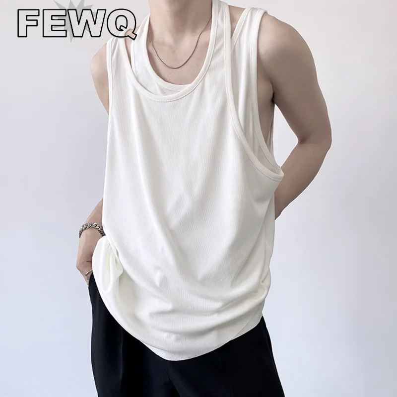 FEWQ Summer Trend Versatile Fake Two-piece Vest Loose Sleeveless Men's Tank Tops Korean Black White Clothing 2023 New 9Y8510
FEWQ Summer Trend Versatile Fake Two-piece Vest Loose Sleeveless Men's Tank Tops Korean Black White Clothing 2023 New 9Y8510