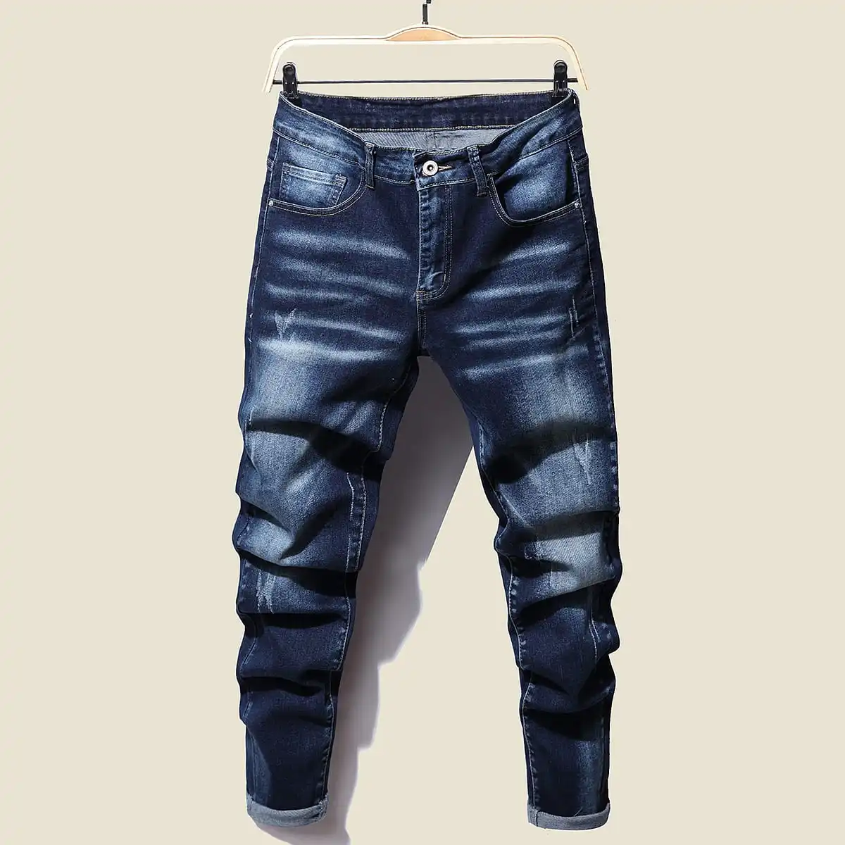 

Мужские классические джинсы, темно-синие и серые Стрейчевые брюки из денима, классический стиль, классический стиль, 2023