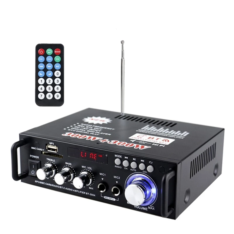 600W Bluetooth Amplifier 2CH HIFI Audio Stereo Power AMP USB FM Radio Car With Remote Control(EU Plug)
600W Bluetooth Amplifier 2CH HIFI Audio Stereo Power AMP USB FM Radio Car With Remote Control(EU Plug)