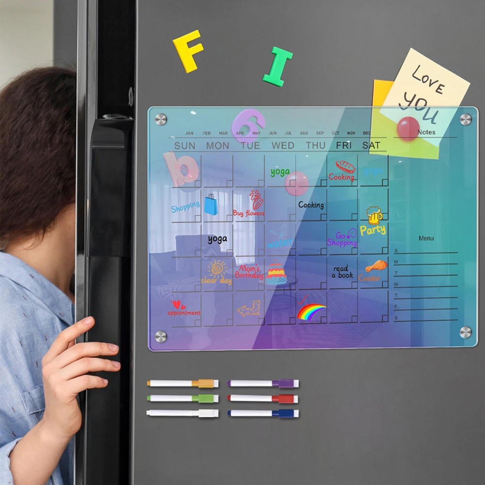 Fridge Weekly Calendar Acrylic Planner Board For Fridge Strong Magnetic Erasable Board Planner For Refrigerator With 6 Markers
Fridge Weekly Calendar Acrylic Planner Board For Fridge Strong Magnetic Erasable Board Planner For Refrigerator With 6 Markers