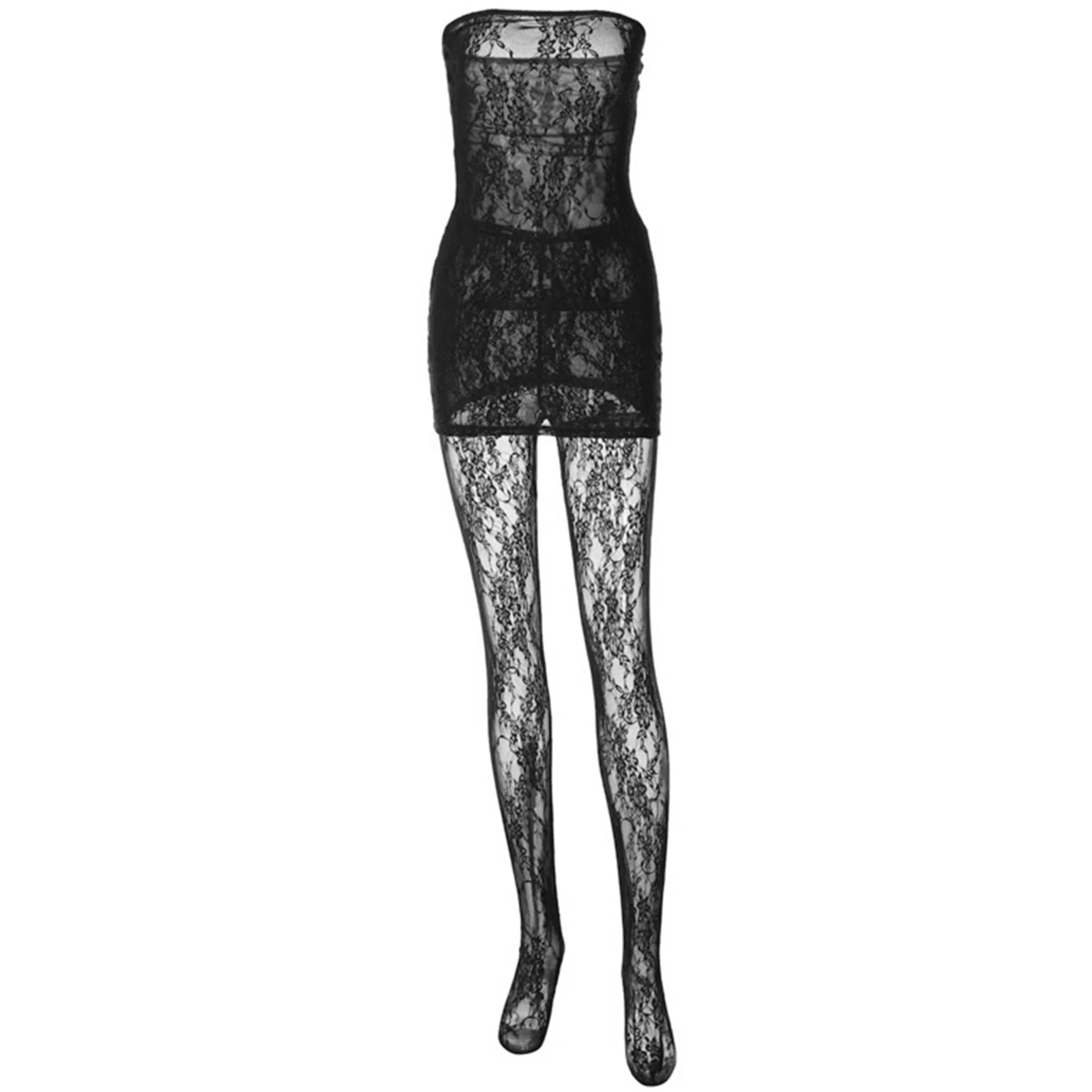 Sexy Style Ladies Lace Mesh Dress Socks Solid Color Strapless Mini Dress Silk Stockings See Through Hollow Out Clubwear Clothing
Sexy Style Ladies Lace Mesh Dress Socks Solid Color Strapless Mini Dress Silk Stockings See Through Hollow Out Clubwear Clothing