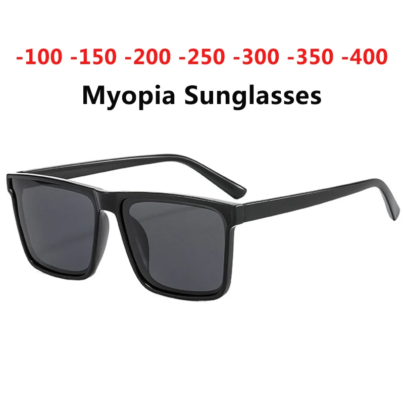 

Fashion Oversized Myopia Sunglasses Square Eyewear Frame Outdoor Anti UV Nearsighted Glasses Minus Degree From -100 To -400