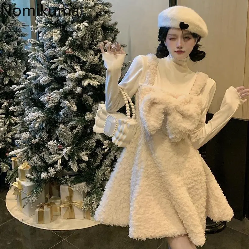 Nomikuma Dress Sets Autumn Winter Half Height Collar Bowknot Patchwork 2 Piece Sets Women Outfit Sweet Kawaii Casual Vestidos
Nomikuma Dress Sets Autumn Winter Half Height Collar Bowknot Patchwork 2 Piece Sets Women Outfit Sweet Kawaii Casual Vestidos