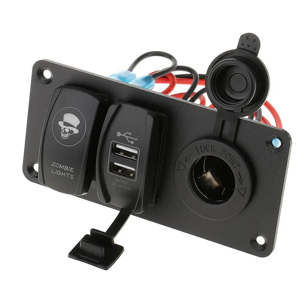 Универсальный кнопочный переключатель с розеткой питания и зарядным устройством USB для лодок и грузовиков 12 В/24 В 
Универсальный кнопочный переключатель с розеткой питания и зарядным устройством USB для лодок и грузовиков 12 В/24 В