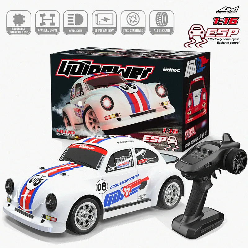 UDIRC RC Car UD1608/UD1608PRO Drift Brushed/Brushless 1/16 2.4G 4WD LED Light High Speed 40km/h Vehicles Models Toys for Boys
UDIRC RC Car UD1608/UD1608PRO Drift Brushed/Brushless 1/16 2.4G 4WD LED Light High Speed 40km/h Vehicles Models Toys for Boys