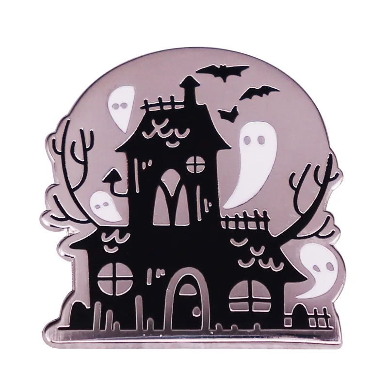 

Scary Haunted House Scary Ghost Bat Television Brooches Badge for Bag Lapel Pin Buckle Jewelry Gift For Friend