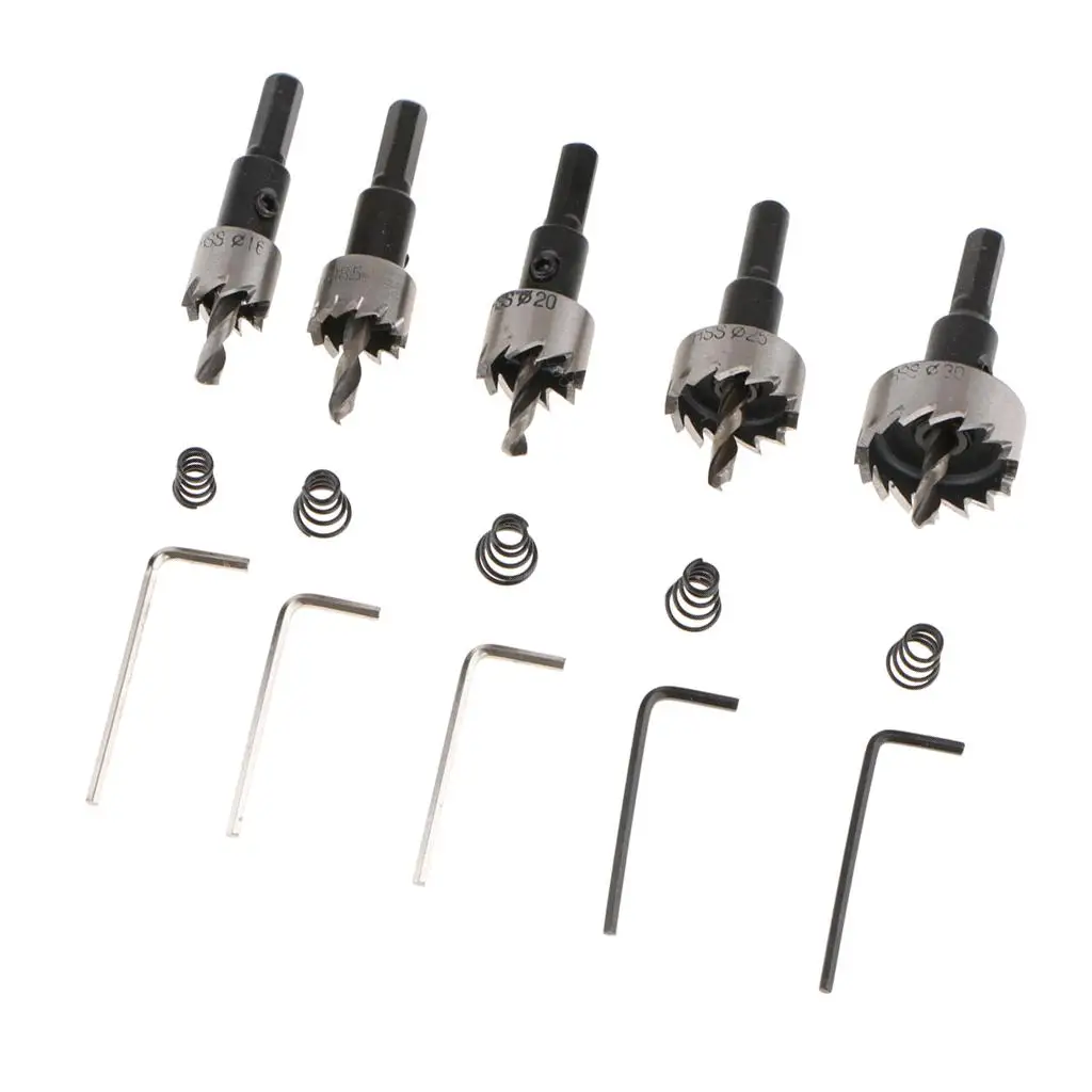 Pack of 5 HSS Drill with Spring & Wrench for Stainless Steel Metal Alloy 16mm/18mm/20mm/25mm/30mm
Pack of 5 HSS Drill with Spring & Wrench for Stainless Steel Metal Alloy 16mm/18mm/20mm/25mm/30mm