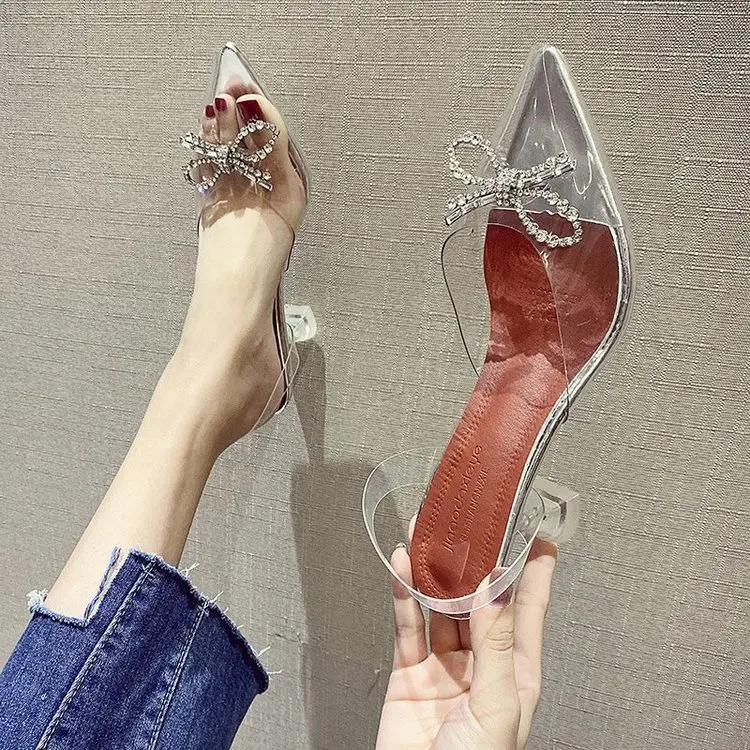 2021 Summer new women's shoes pointed toe sexy transparent bow rhinestone wine glass high heel sandals
2021 Summer new women's shoes pointed toe sexy transparent bow rhinestone wine glass high heel sandals