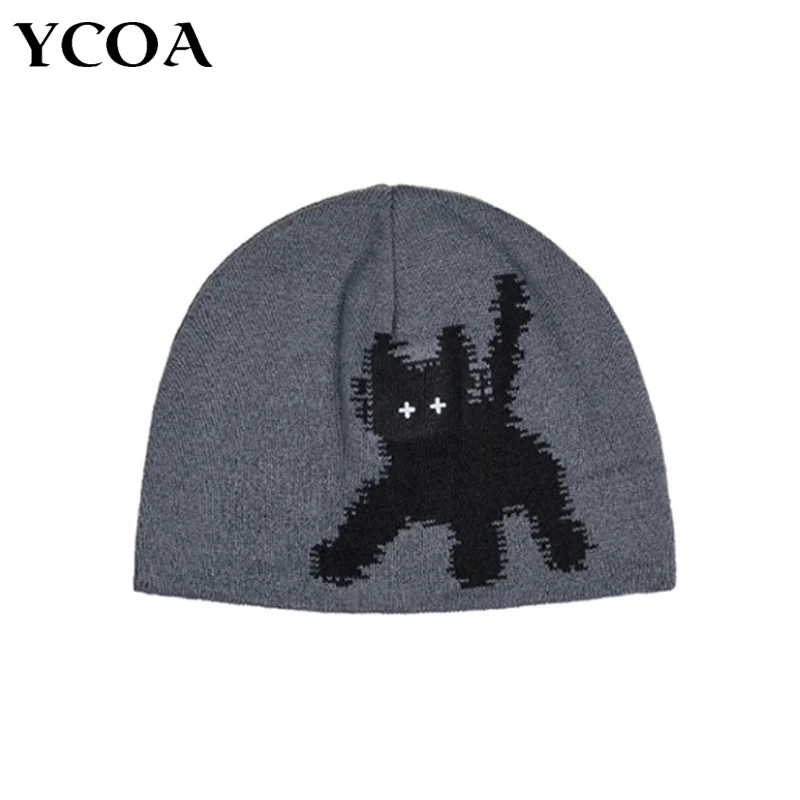 

Women's Hat Beanie Cats Eye Graphic Grunge Black Knitting Y2k Streetwear Spring Vintage Korean Gothic Winter Kpop Hip Hop Unisex
