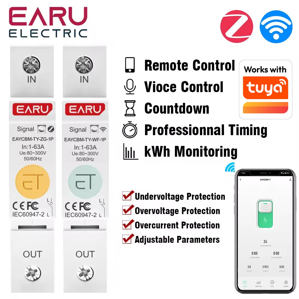 EARUELECTRIC Автомат защити цепи Zigbee WIFI
EARUELECTRIC Автомат защити цепи Zigbee WIFI