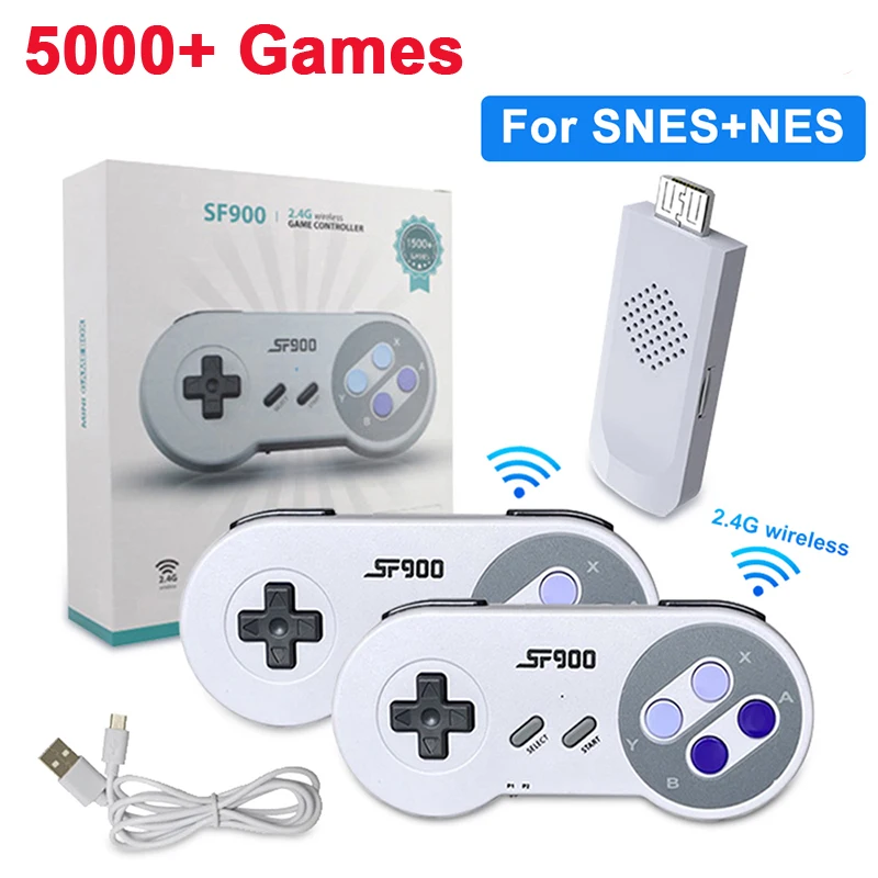 Retro Video Game Console SF900 HD Game Stick Built-in 5000 Games for SNES NES Wireless Controller 16 Bit Handheld Game Player
Retro Video Game Console SF900 HD Game Stick Built-in 5000 Games for SNES NES Wireless Controller 16 Bit Handheld Game Player